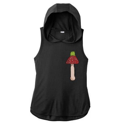 A Toadstool Mushroom With A Little Friend Ladies PosiCharge Tri-Blend Wicking Draft Hoodie Tank