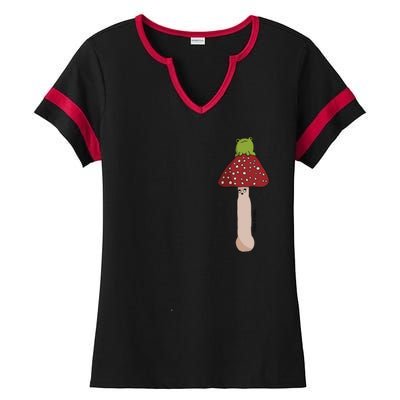 A Toadstool Mushroom With A Little Friend Ladies Halftime Notch Neck Tee