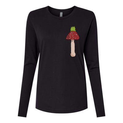 A Toadstool Mushroom With A Little Friend Womens Cotton Relaxed Long Sleeve T-Shirt