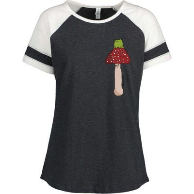 A Toadstool Mushroom With A Little Friend Enza Ladies Jersey Colorblock Tee