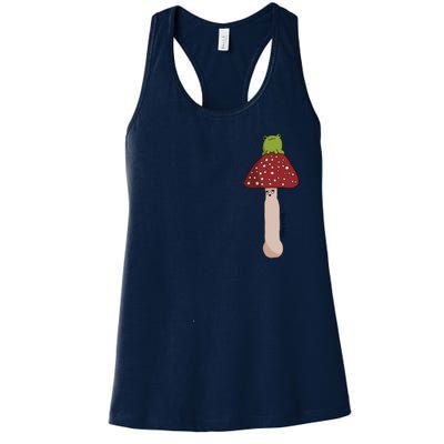 A Toadstool Mushroom With A Little Friend Women's Racerback Tank