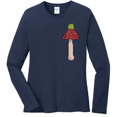 A Toadstool Mushroom With A Little Friend Ladies Long Sleeve Shirt