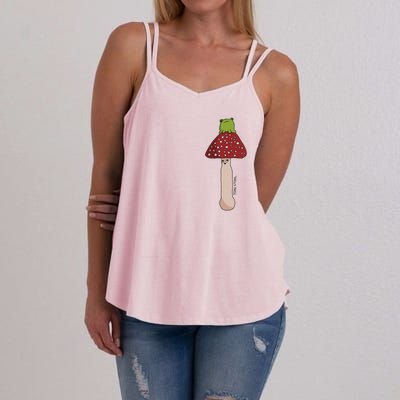 A Toadstool Mushroom With A Little Friend Women's Strappy Tank