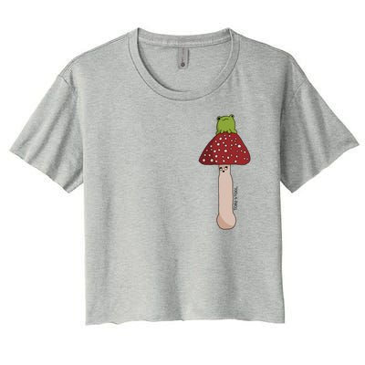 A Toadstool Mushroom With A Little Friend Women's Crop Top Tee