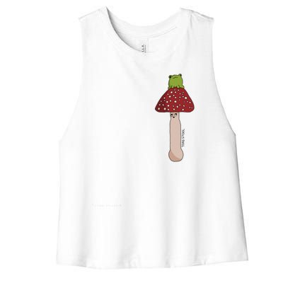 A Toadstool Mushroom With A Little Friend Women's Racerback Cropped Tank