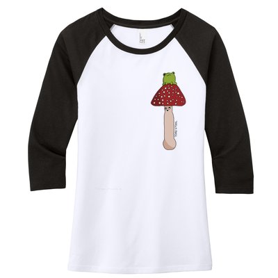 A Toadstool Mushroom With A Little Friend Women's Tri-Blend 3/4-Sleeve Raglan Shirt