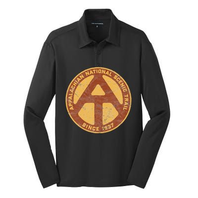 Appalachian Trail Marker Retro National Scenic Trail Silk Touch Performance Long Sleeve Polo