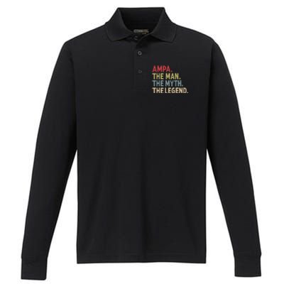 Ampa The Man The Myth The Legend Grandpa FatherS Day Performance Long Sleeve Polo