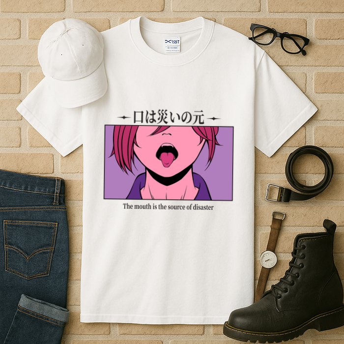 Anime The Mouth Is The Source Of Disaster Tall T-Shirt
