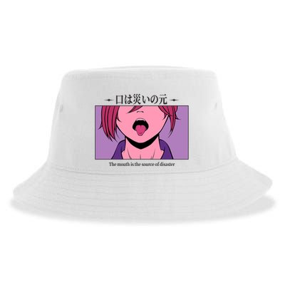 Anime The Mouth Is The Source Of Disaster Sustainable Bucket Hat
