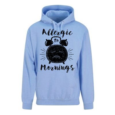 Allergic To Mornings Funny Morning Person Hate Alarm Clock Cute Gift Unisex Surf Hoodie