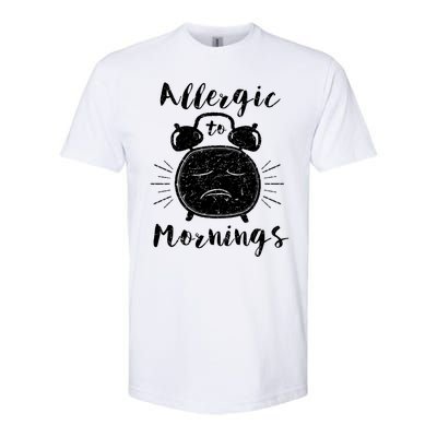 Allergic To Mornings Funny Morning Person Hate Alarm Clock Cute Gift Softstyle CVC T-Shirt