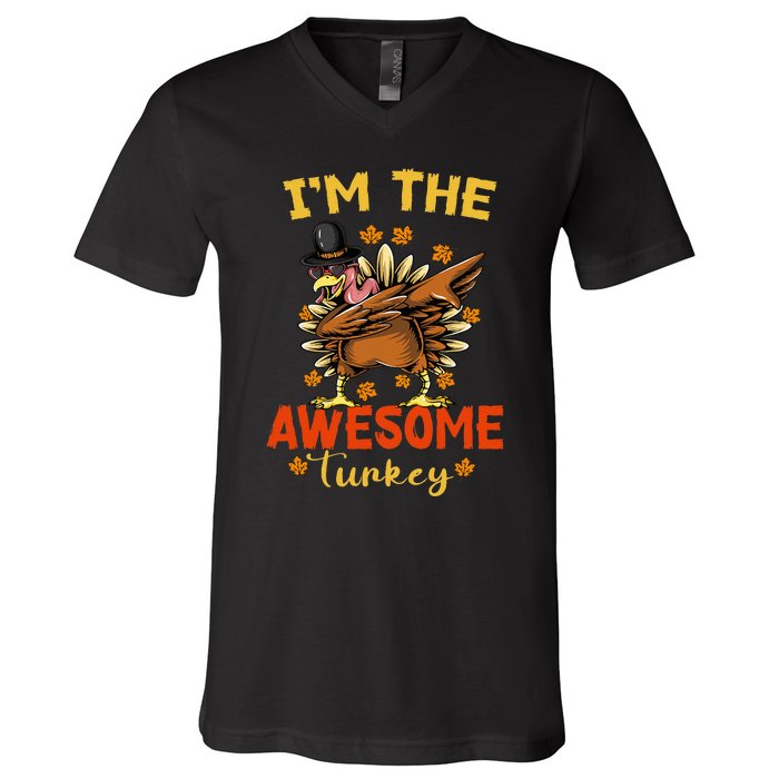 Awesome Turkey Matching Family Group Thanksgiving Party PJ V-Neck T-Shirt