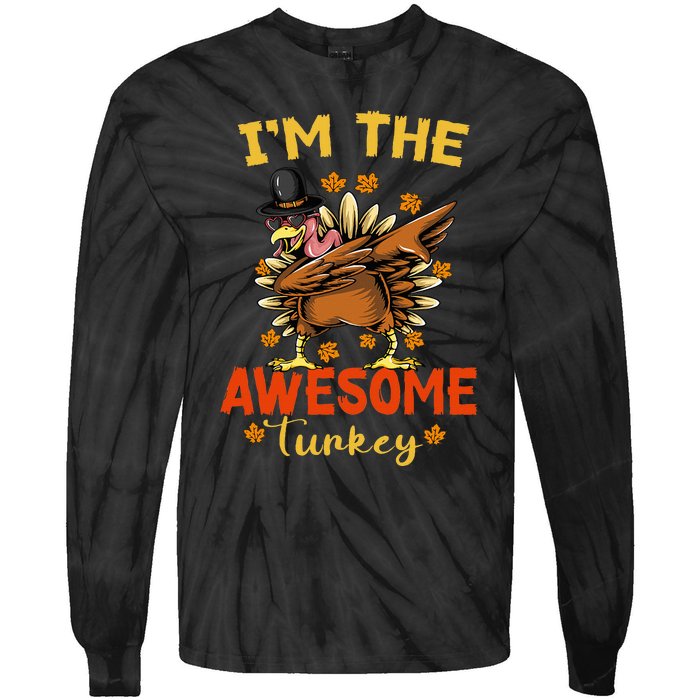 Awesome Turkey Matching Family Group Thanksgiving Party PJ Tie-Dye Long Sleeve Shirt