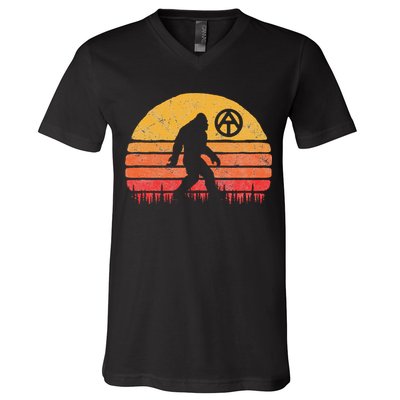 Appalachian Trail Marker Bigfoot Vintage Sasquatch V-Neck T-Shirt