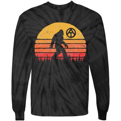Appalachian Trail Marker Bigfoot Vintage Sasquatch Tie-Dye Long Sleeve Shirt