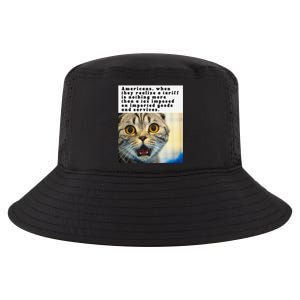 A Tariff Meme With A Funny Image Of A Surprised Cat Cool Comfort Performance Bucket Hat