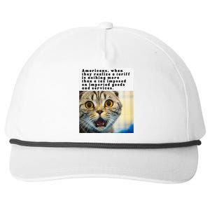 A Tariff Meme With A Funny Image Of A Surprised Cat Snapback Five-Panel Rope Hat