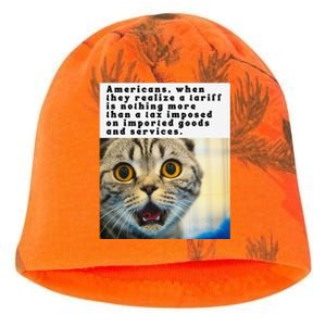 A Tariff Meme With A Funny Image Of A Surprised Cat Kati - Camo Knit Beanie