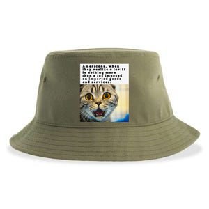 A Tariff Meme With A Funny Image Of A Surprised Cat Sustainable Bucket Hat