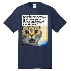 A Tariff Meme With A Funny Image Of A Surprised Cat Tall T-Shirt