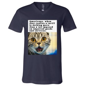 A Tariff Meme With A Funny Image Of A Surprised Cat V-Neck T-Shirt