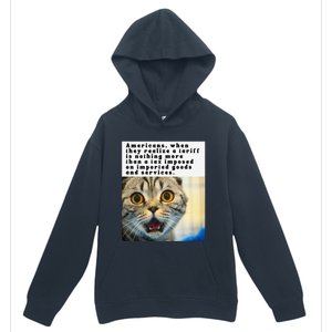 A Tariff Meme With A Funny Image Of A Surprised Cat Urban Pullover Hoodie