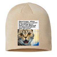 A Tariff Meme With A Funny Image Of A Surprised Cat Sustainable Beanie