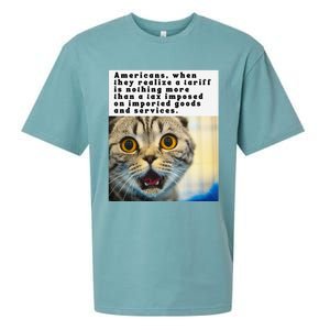 A Tariff Meme With A Funny Image Of A Surprised Cat Sueded Cloud Jersey T-Shirt