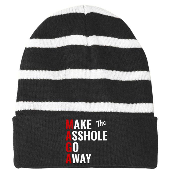 Anti Trump Maga Make The Asshole Go Away Striped Beanie with Solid Band