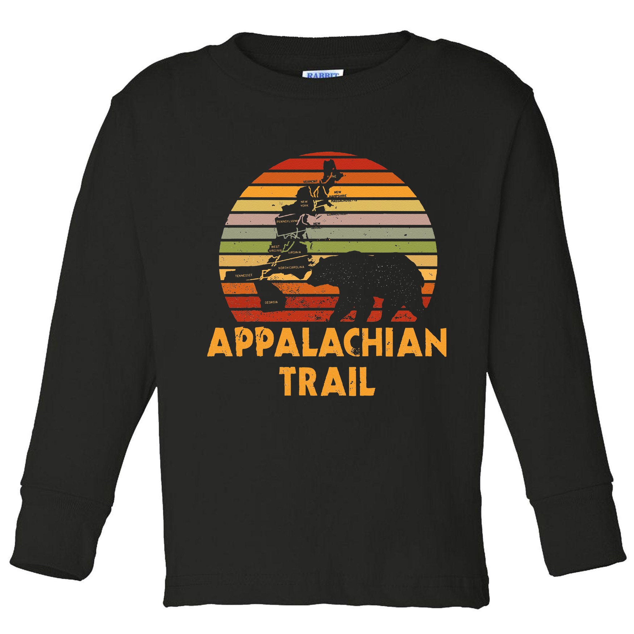 Appalachian Trail Map With Bear Toddler Long Sleeve Shirt