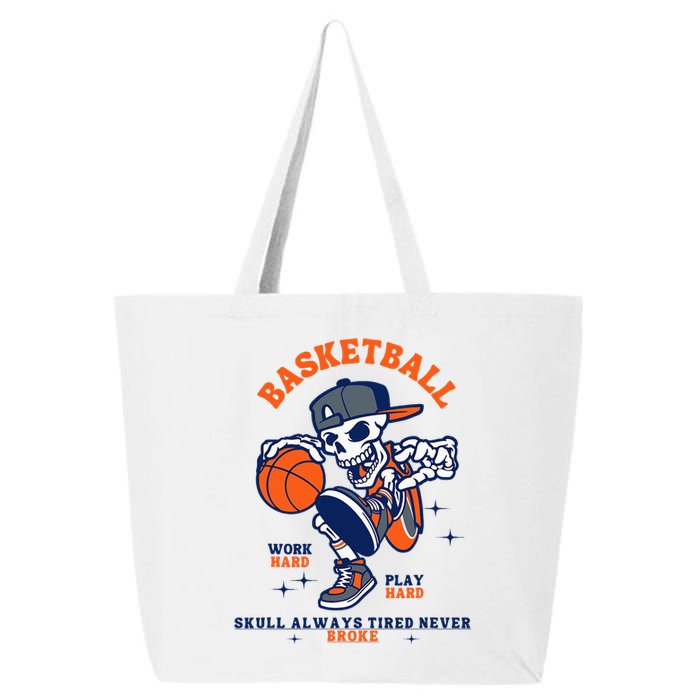 Always Tired Never Brokes Skull Basketball 25L Jumbo Tote