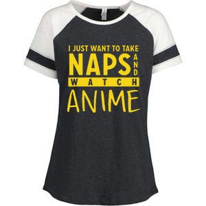 Anime Take Naps Watch Anime Enza Ladies Jersey Colorblock Tee