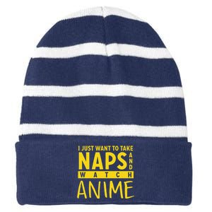 Anime Take Naps Watch Anime Striped Beanie with Solid Band