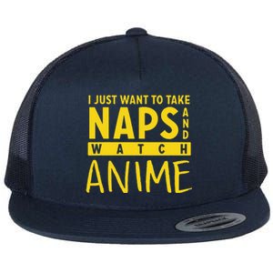 Anime Take Naps Watch Anime Flat Bill Trucker Hat