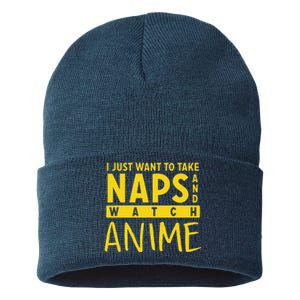 Anime Take Naps Watch Anime Sustainable Knit Beanie