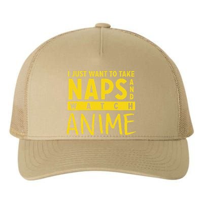 Anime Take Naps Watch Anime Yupoong Adult 5-Panel Trucker Hat