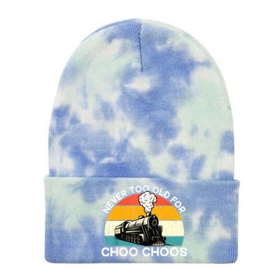 Adult Train Never Too Old For Choo Choos Retro Locomotive Tie Dye 12in Knit Beanie