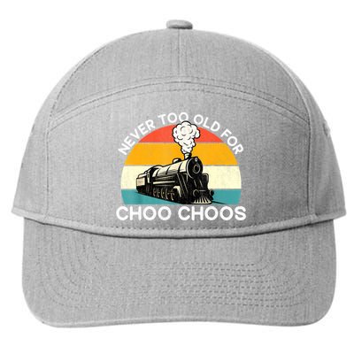 Adult Train Never Too Old For Choo Choos Retro Locomotive 7-Panel Snapback Hat