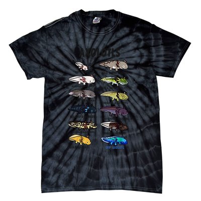 Axolotl Types Names List Tie-Dye T-Shirt
