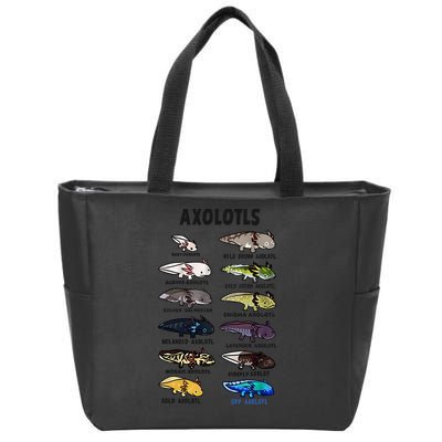 Axolotl Types Names List Zip Tote Bag