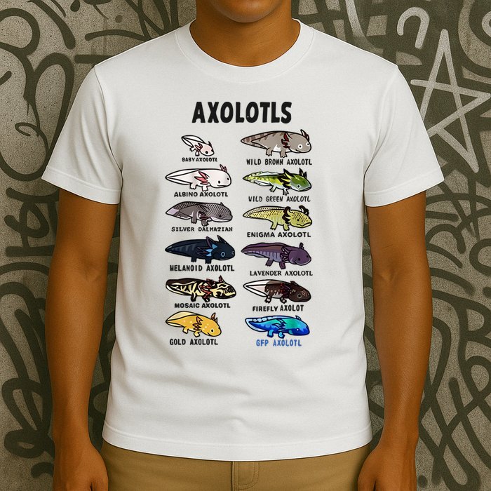 Axolotl Types Names List T-Shirt