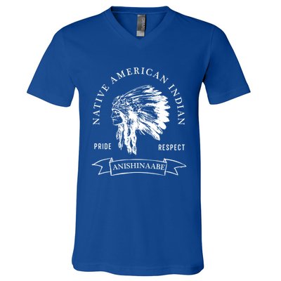 Anishinaabe Tribe Native American Indian Pride Respect Vinta Gift V-Neck T-Shirt