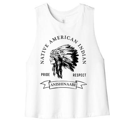 Anishinaabe Tribe Native American Indian Pride Respect Vinta Gift Women's Racerback Cropped Tank