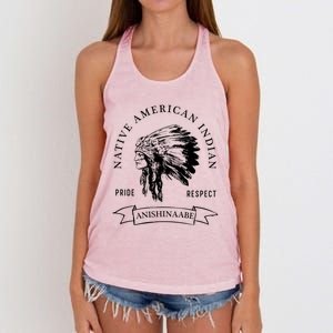 Anishinaabe Tribe Native American Indian Pride Respect Vinta Gift Women's Knotted Racerback Tank