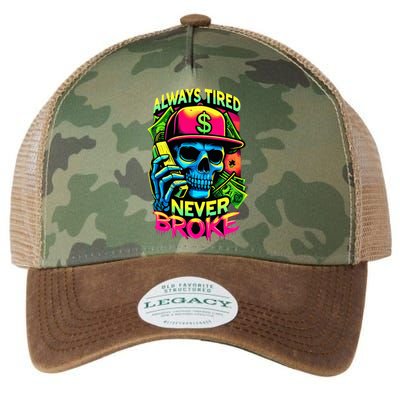 Always Tired Never Broke Skull Legacy Tie Dye Trucker Hat