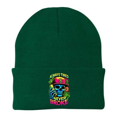 Always Tired Never Broke Skull Knit Cap Winter Beanie