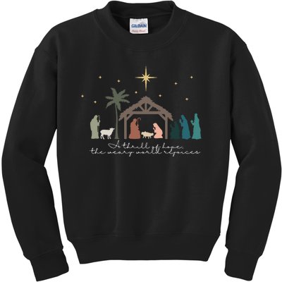 A Thrill Of Hope The Weary World Rejoices Christian Christmas Kids Sweatshirt