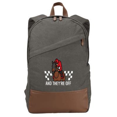 And TheyRe Off Horse Racing Derby 150th 2024 Derby Day Cotton Canvas Backpack