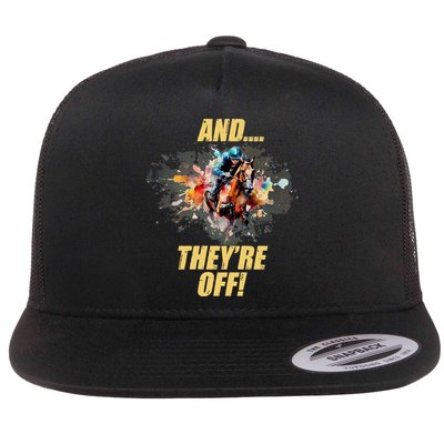 And They're Off Horse Racing Sports Fan Flatbill Hat